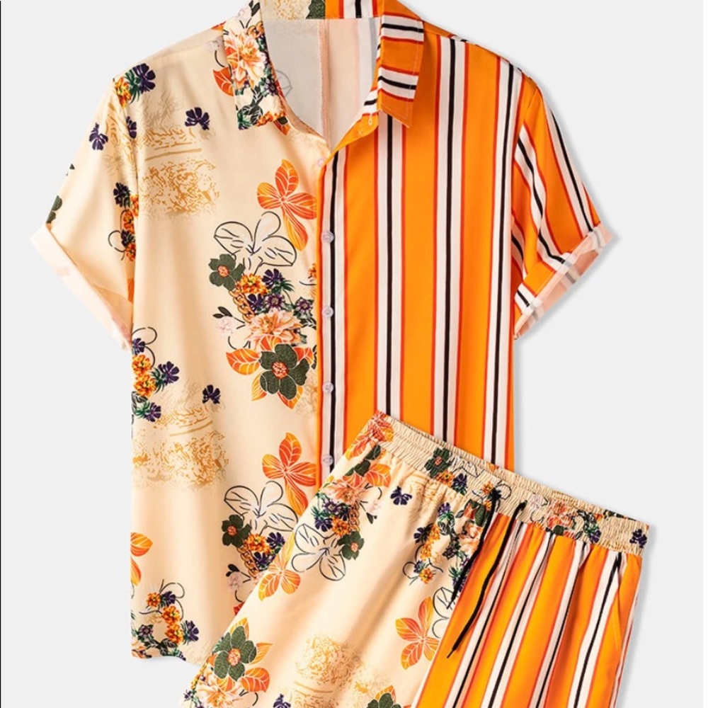 Men’s two piece matching shirt and shorts combo